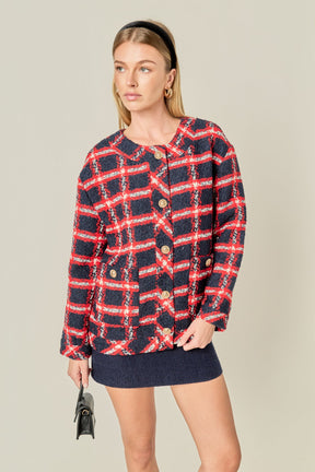 ENGLISH FACTORY - Plaid Boucle Jacket - JACKETS available at Objectrare