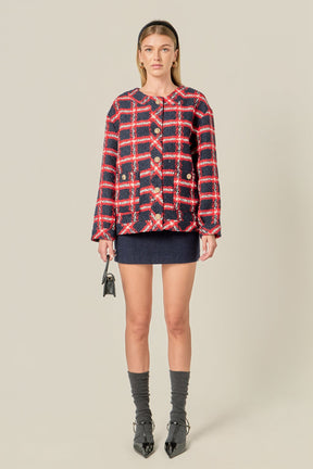 ENGLISH FACTORY - Plaid Boucle Jacket - JACKETS available at Objectrare