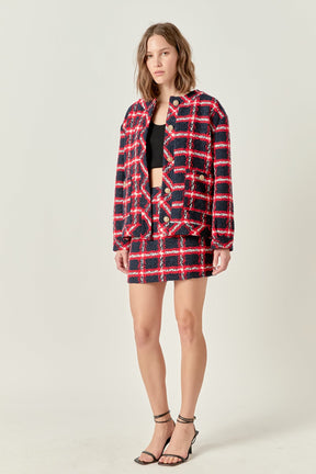 ENGLISH FACTORY - Plaid Boucle Jacket - JACKETS available at Objectrare