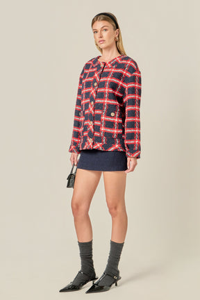 ENGLISH FACTORY - Plaid Boucle Jacket - JACKETS available at Objectrare