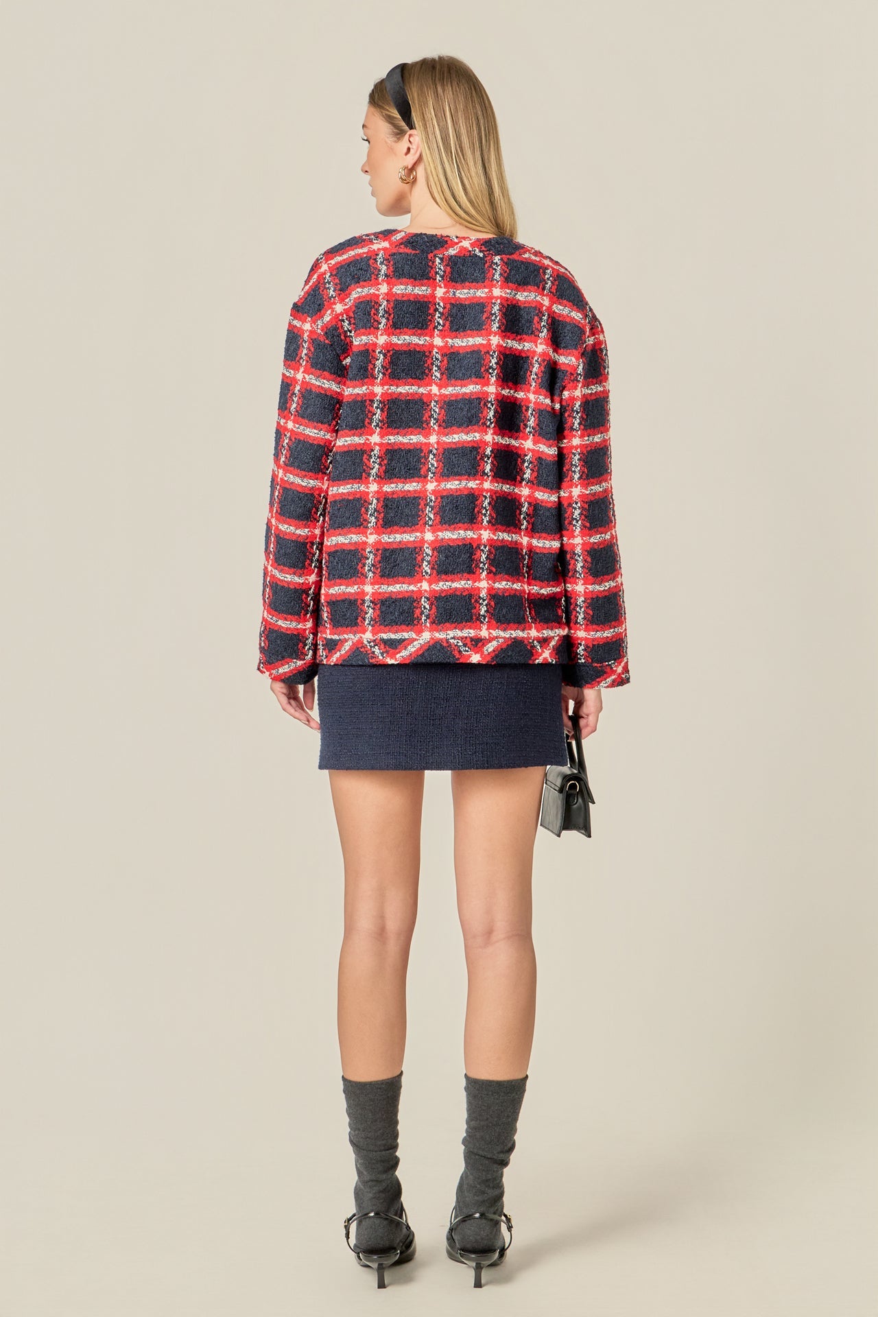 ENGLISH FACTORY - Plaid Boucle Jacket - JACKETS available at Objectrare