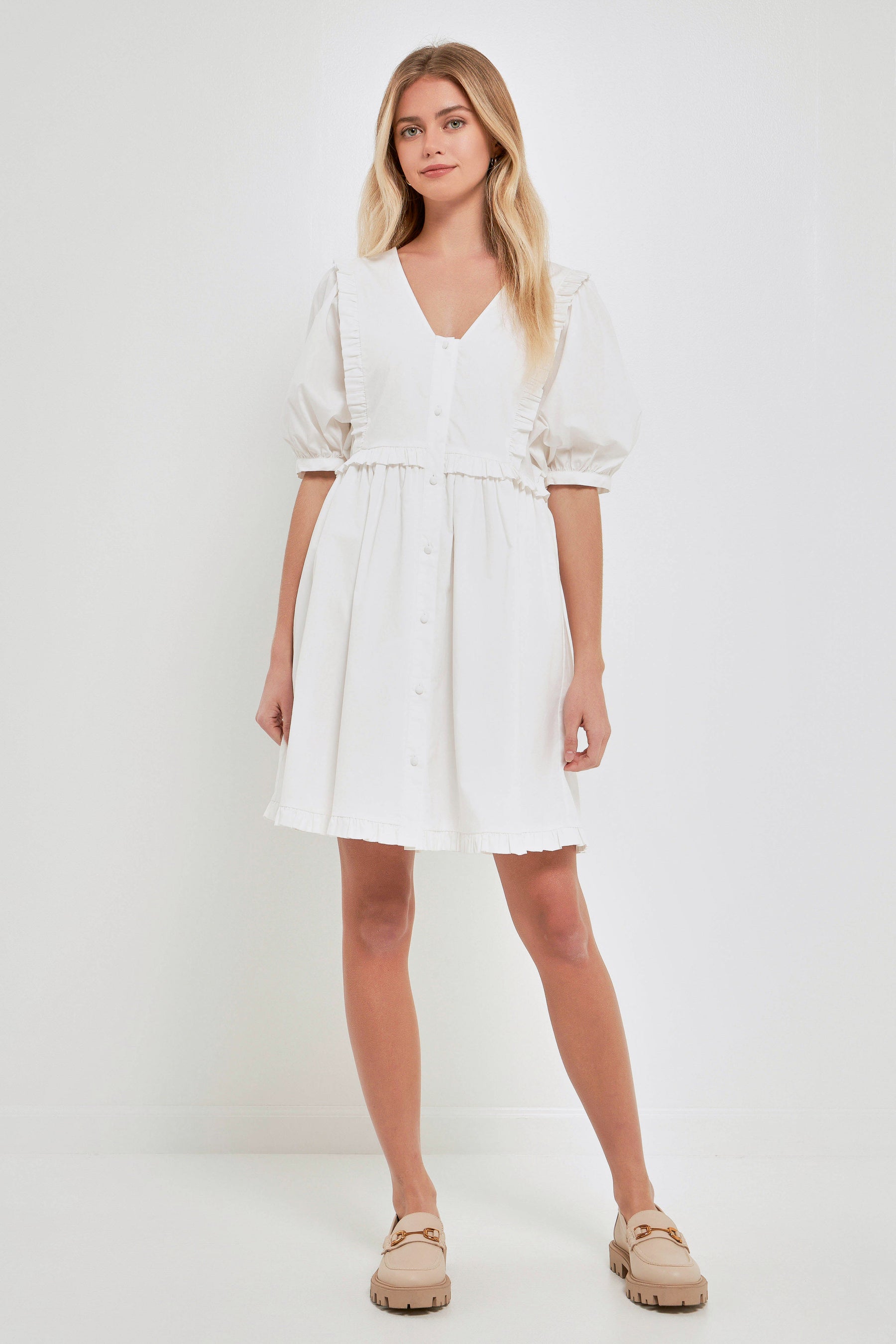 ENGLISH FACTORY - English Factory - V Button Down Baby Doll Dress - DRESSES available at Objectrare