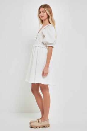 V Button Down Baby Doll Dress