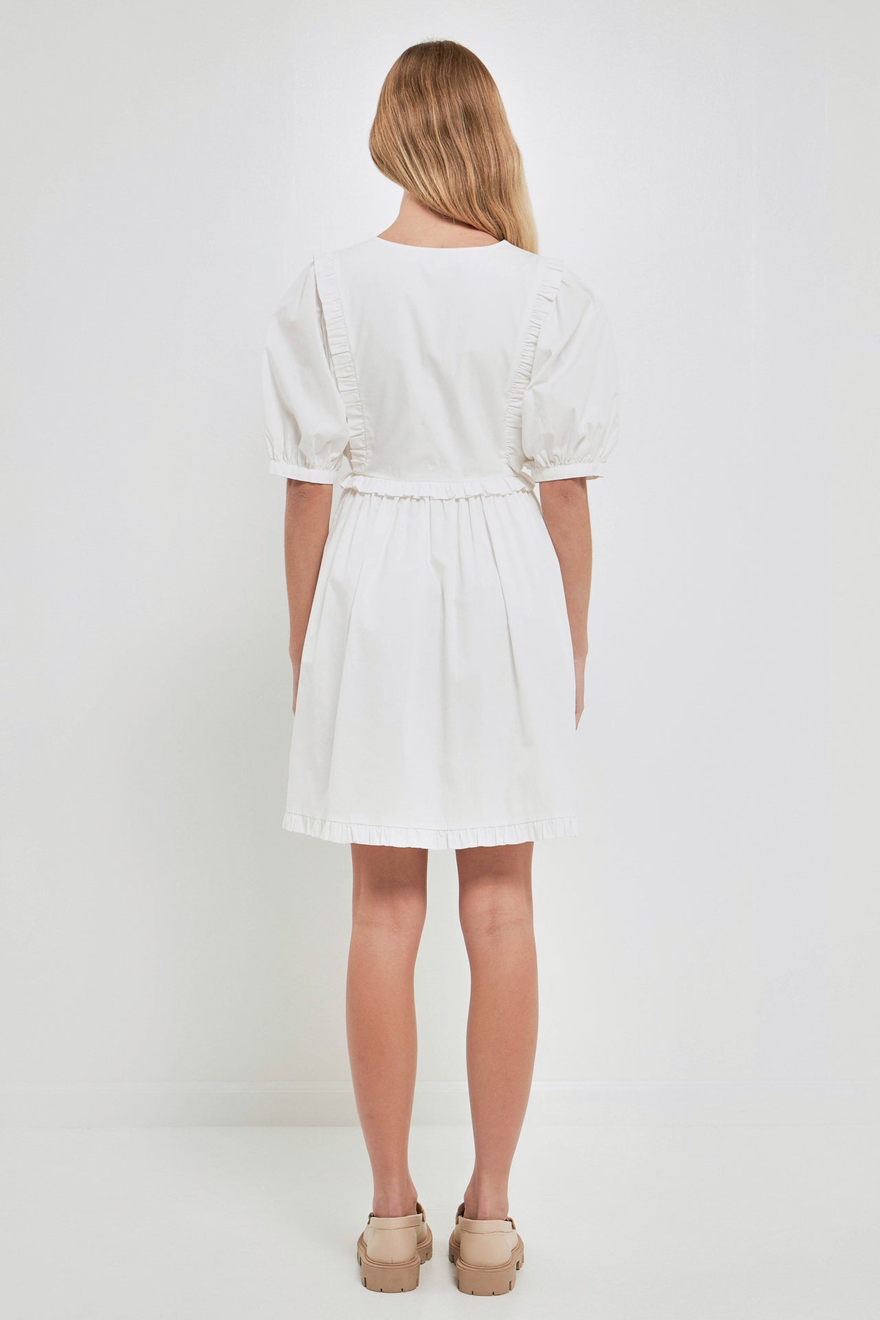 V Button Down Baby Doll Dress
