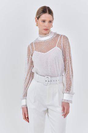 ENDLESS ROSE - Speckled Mesh Blouse - SHIRTS & BLOUSES available at Objectrare