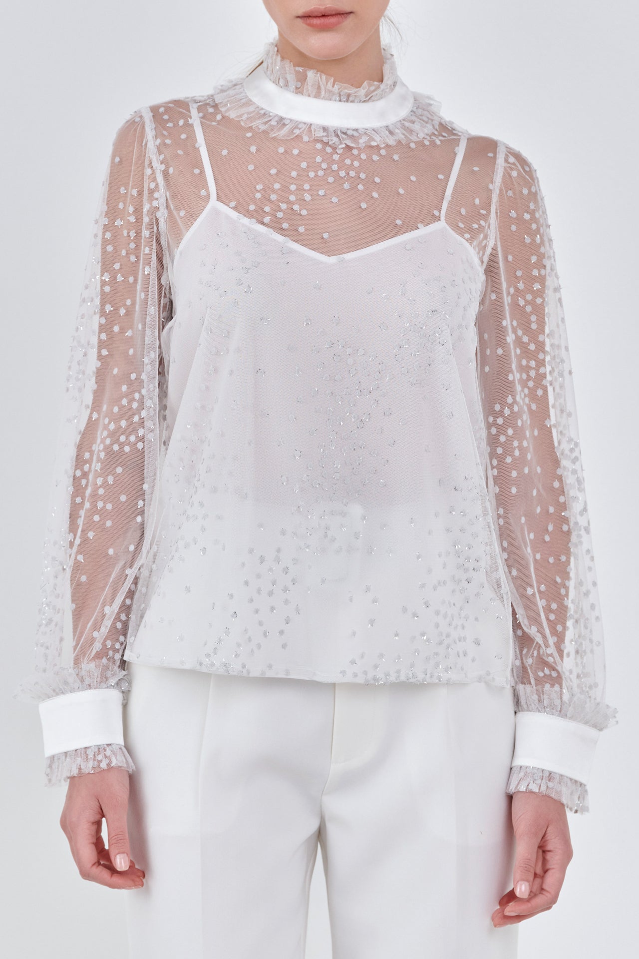 ENDLESS ROSE - Speckled Mesh Blouse - SHIRTS & BLOUSES available at Objectrare