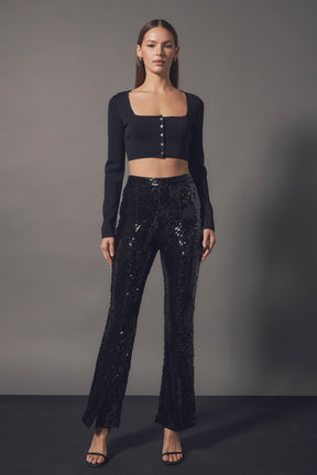 ENDLESS ROSE - Endless Rose - Sequin Flare Pants - PANTS available at Objectrare