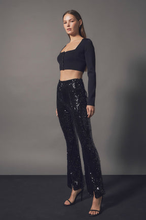 ENDLESS ROSE - Sequin Flare Pants - PANTS available at Objectrare