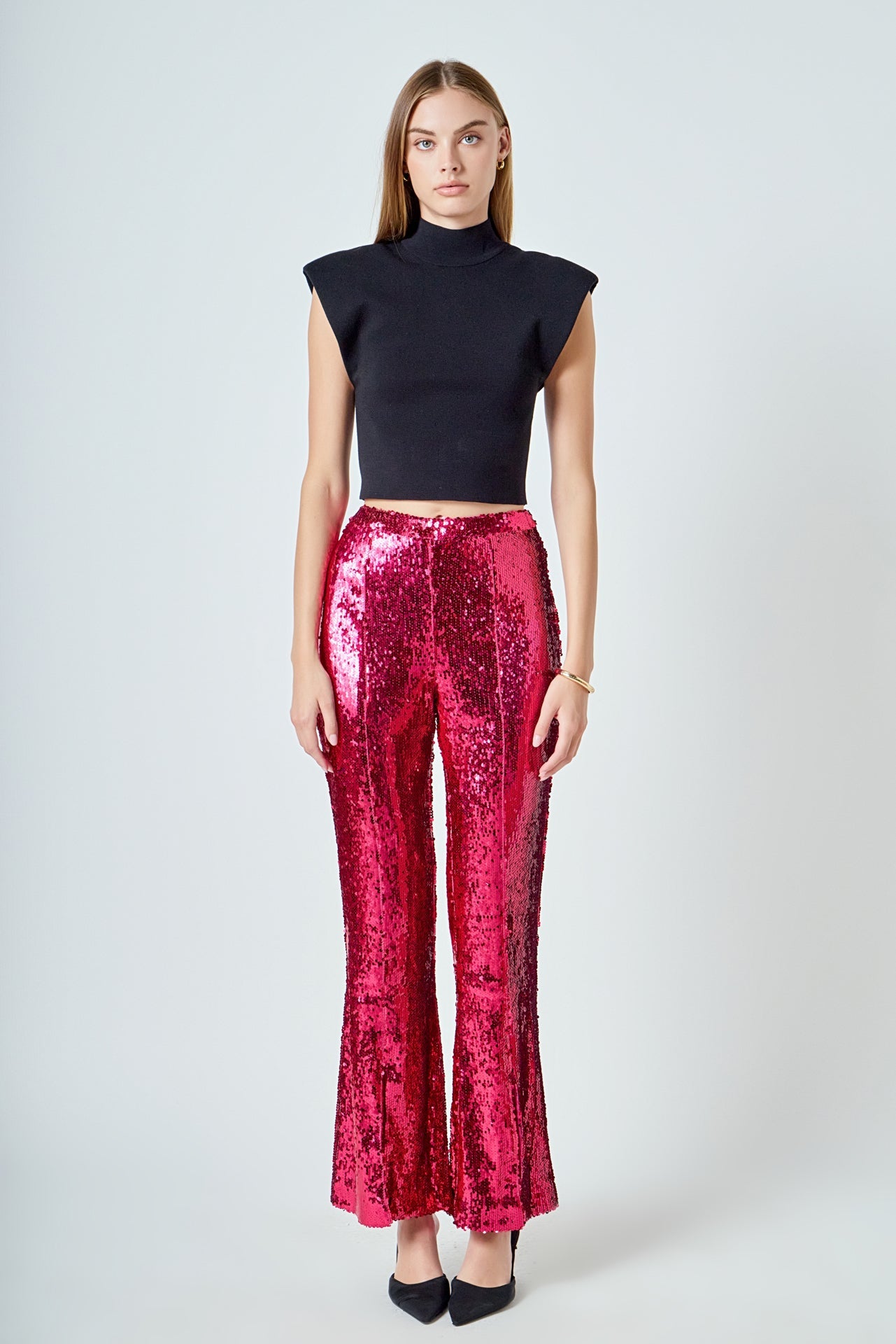 ENDLESS ROSE - Sequin Flare Pants - PANTS available at Objectrare