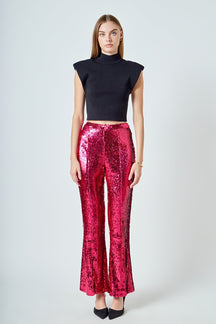 ENDLESS ROSE - Sequin Flare Pants - PANTS available at Objectrare