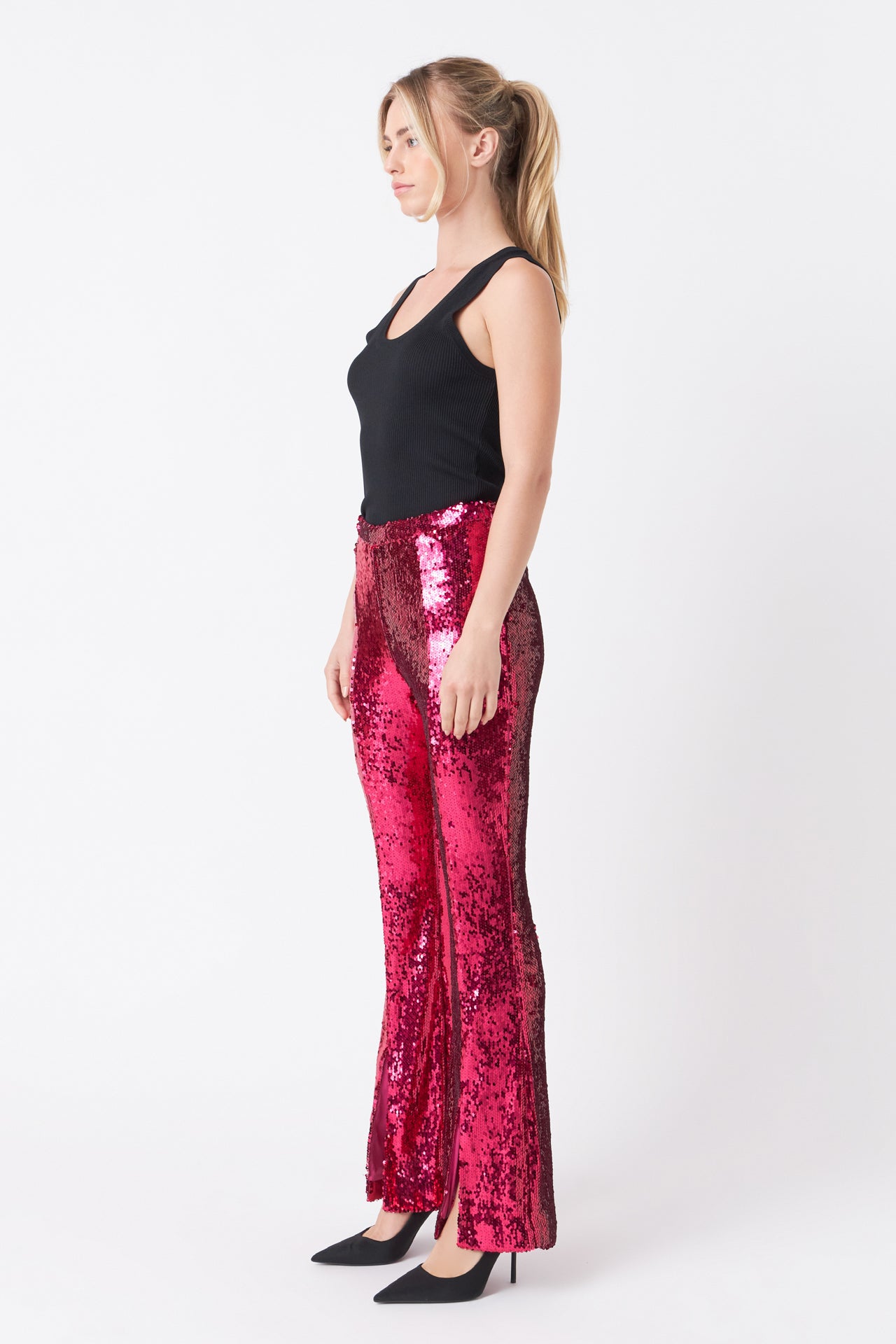 ENDLESS ROSE - Sequin Flare Pants - PANTS available at Objectrare