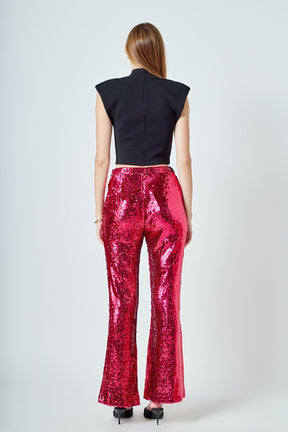 ENDLESS ROSE - Sequin Flare Pants - PANTS available at Objectrare