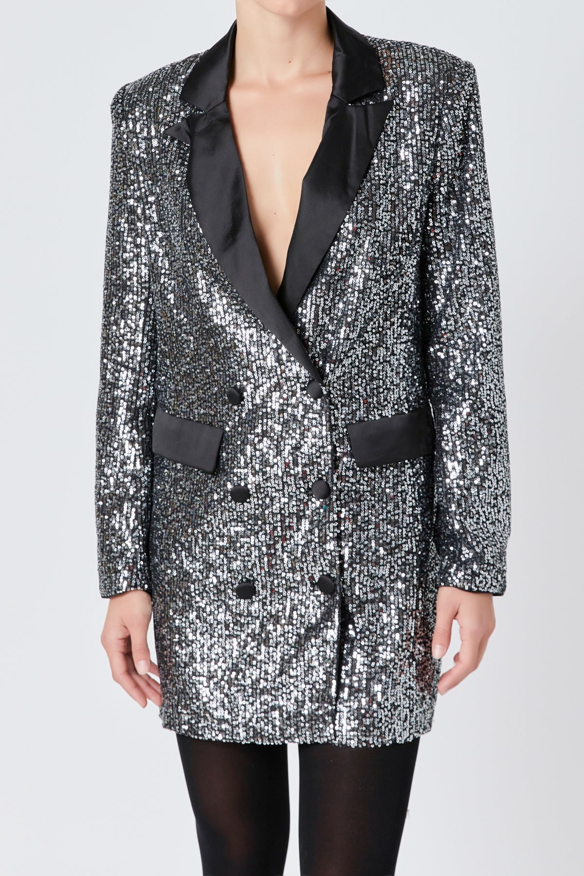 ENDLESS ROSE - Sequins Belted Blazer - BLAZERS available at Objectrare