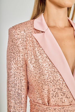 ENDLESS ROSE - Sequins Belted Blazer - BLAZERS available at Objectrare