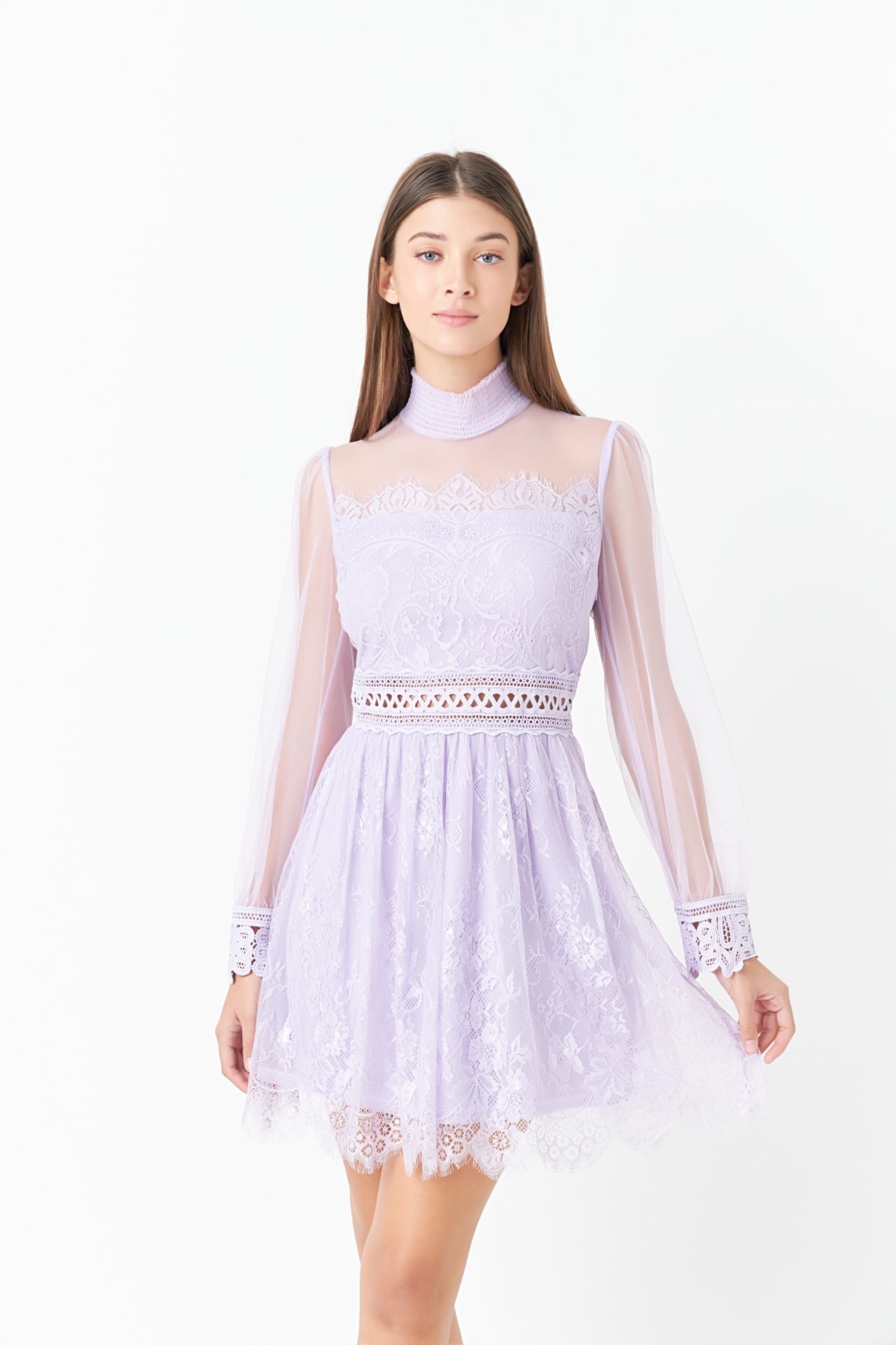 ENDLESS ROSE - Endless Rose - Long Sleeve Lace Mini Dress - DRESSES available at Objectrare