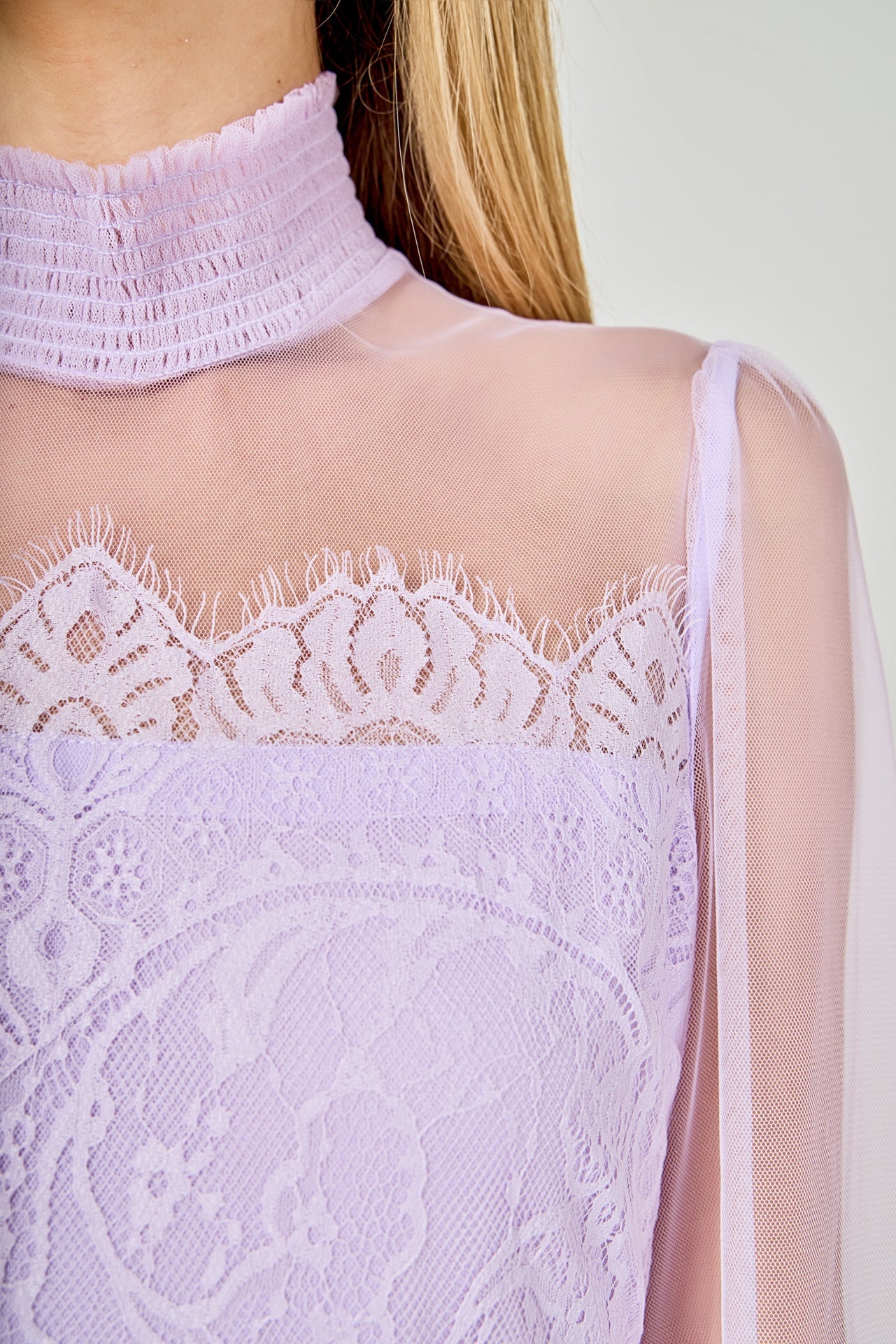 ENDLESS ROSE - Long Sleeve Lace Mini Dress - DRESSES available at Objectrare