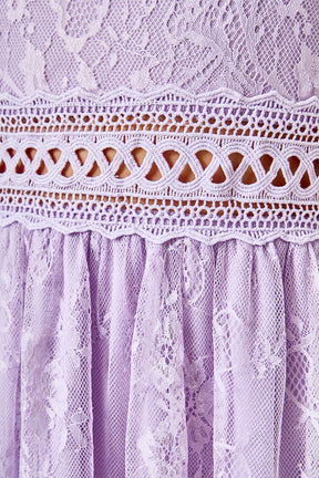 ENDLESS ROSE - Long Sleeve Lace Mini Dress - DRESSES available at Objectrare