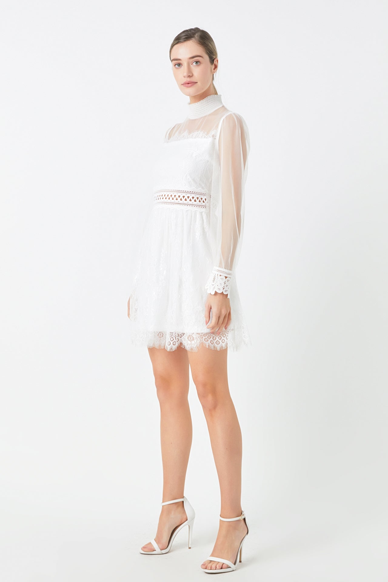 ENDLESS ROSE - Endless Rose - Long Sleeve Lace Mini Dress - DRESSES available at Objectrare