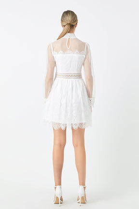 Long Sleeve Lace Mini Dress