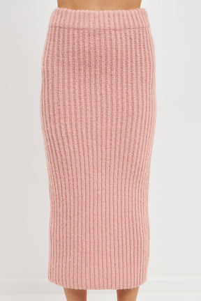ENDLESS ROSE - High-Waisted Knit Midi Skirt - SKIRTS available at Objectrare