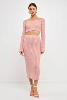 ENDLESS ROSE - Endless Rose - High-Waisted Knit Midi Skirt - SKIRTS available at Objectrare