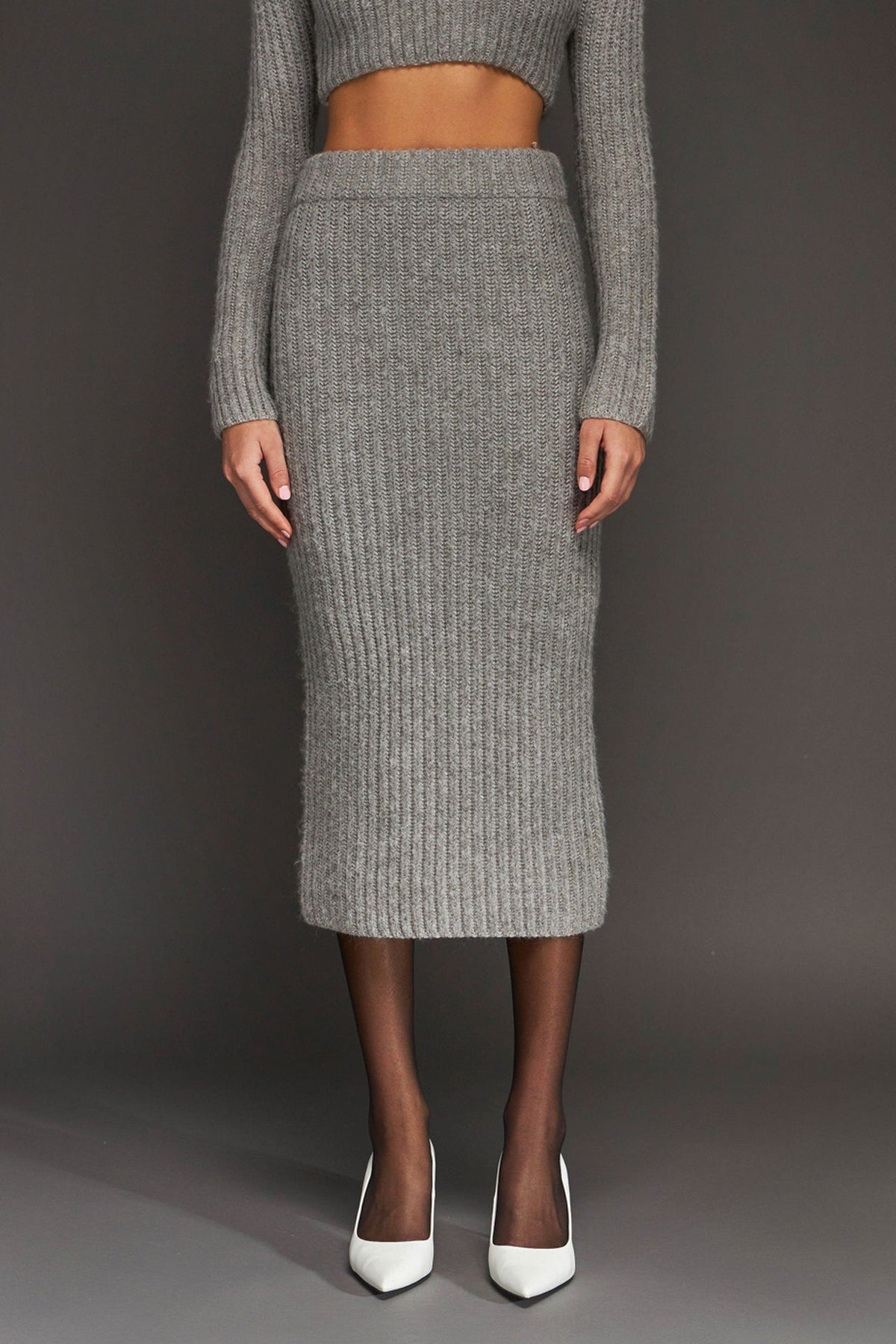 ENDLESS ROSE - High-Waisted Knit Midi Skirt - SKIRTS available at Objectrare