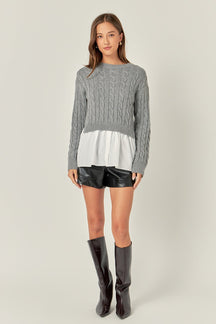 ENGLISH FACTORY - Mixed Media Sweater - TOPS available at Objectrare