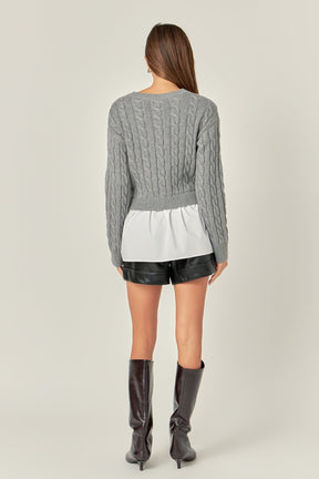 ENGLISH FACTORY - Mixed Media Sweater - TOPS available at Objectrare