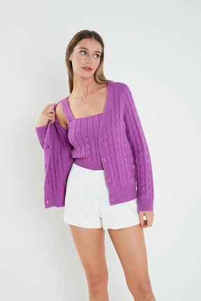 ENGLISH FACTORY - Cable Knit Cardigan - SWEATERS & KNITS available at Objectrare