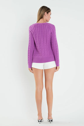 ENGLISH FACTORY - Cable Knit Cardigan - SWEATERS & KNITS available at Objectrare
