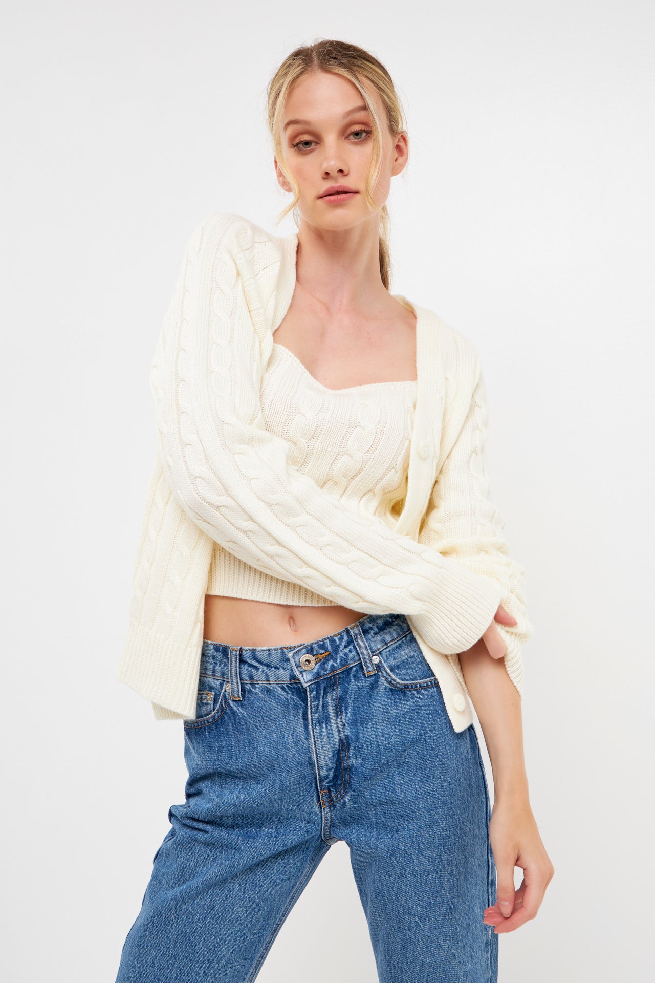 ENGLISH FACTORY - English Factory - Cable Knit Cardigan - CARDIGANS available at Objectrare