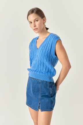 ENGLISH FACTORY - English Factory - Cable Knit Chunky Vest - SWEATERS & KNITS available at Objectrare