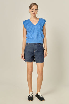 ENGLISH FACTORY - Cable Knit Chunky Vest - SWEATERS & KNITS available at Objectrare