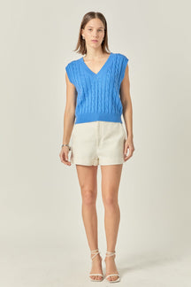 ENGLISH FACTORY - Cable Knit Chunky Vest - SWEATERS & KNITS available at Objectrare