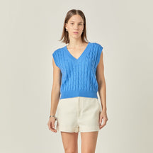 ENGLISH FACTORY - Cable Knit Chunky Vest - SWEATERS & KNITS available at Objectrare