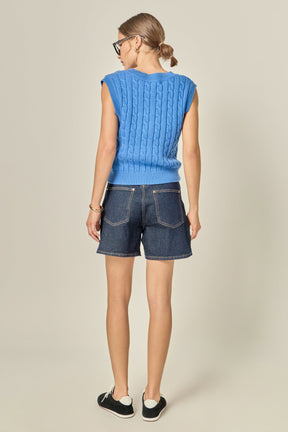 ENGLISH FACTORY - Cable Knit Chunky Vest - SWEATERS & KNITS available at Objectrare