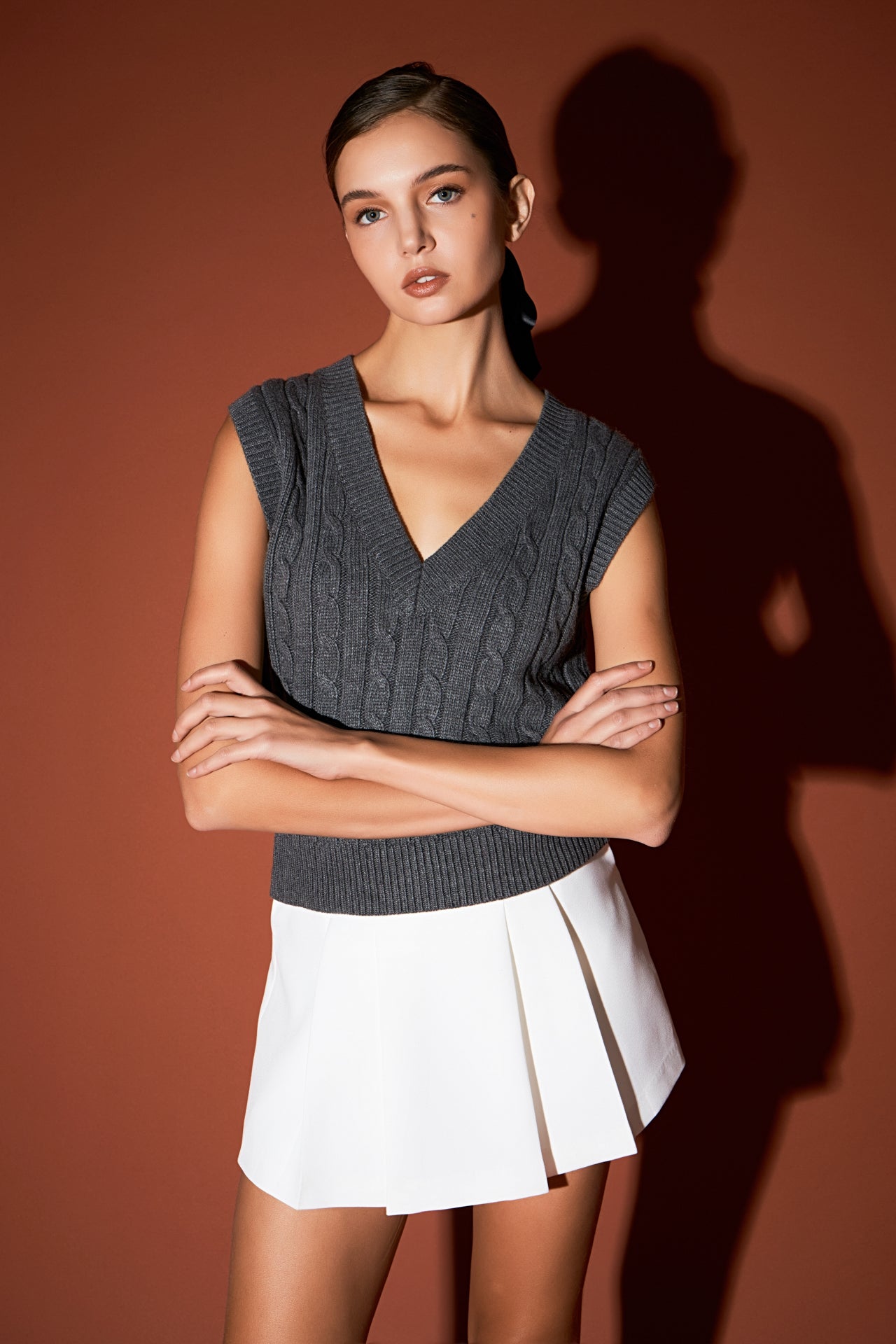 ENGLISH FACTORY - Cable Knit Chunky Vest - SWEATERS & KNITS available at Objectrare