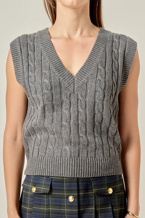 ENGLISH FACTORY - Cable Knit Chunky Vest - SWEATERS & KNITS available at Objectrare