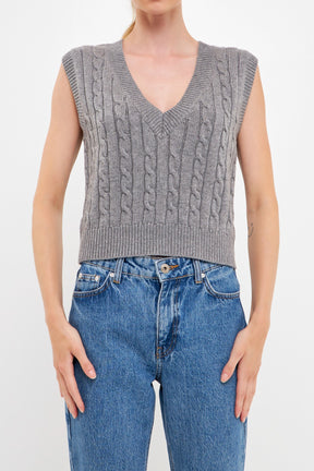 ENGLISH FACTORY - Cable Knit Chunky Vest - SWEATERS & KNITS available at Objectrare