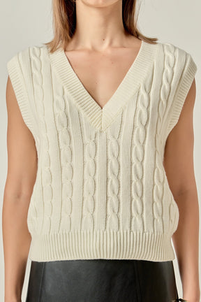 ENGLISH FACTORY - Cable Knit Chunky Vest - SWEATERS & KNITS available at Objectrare