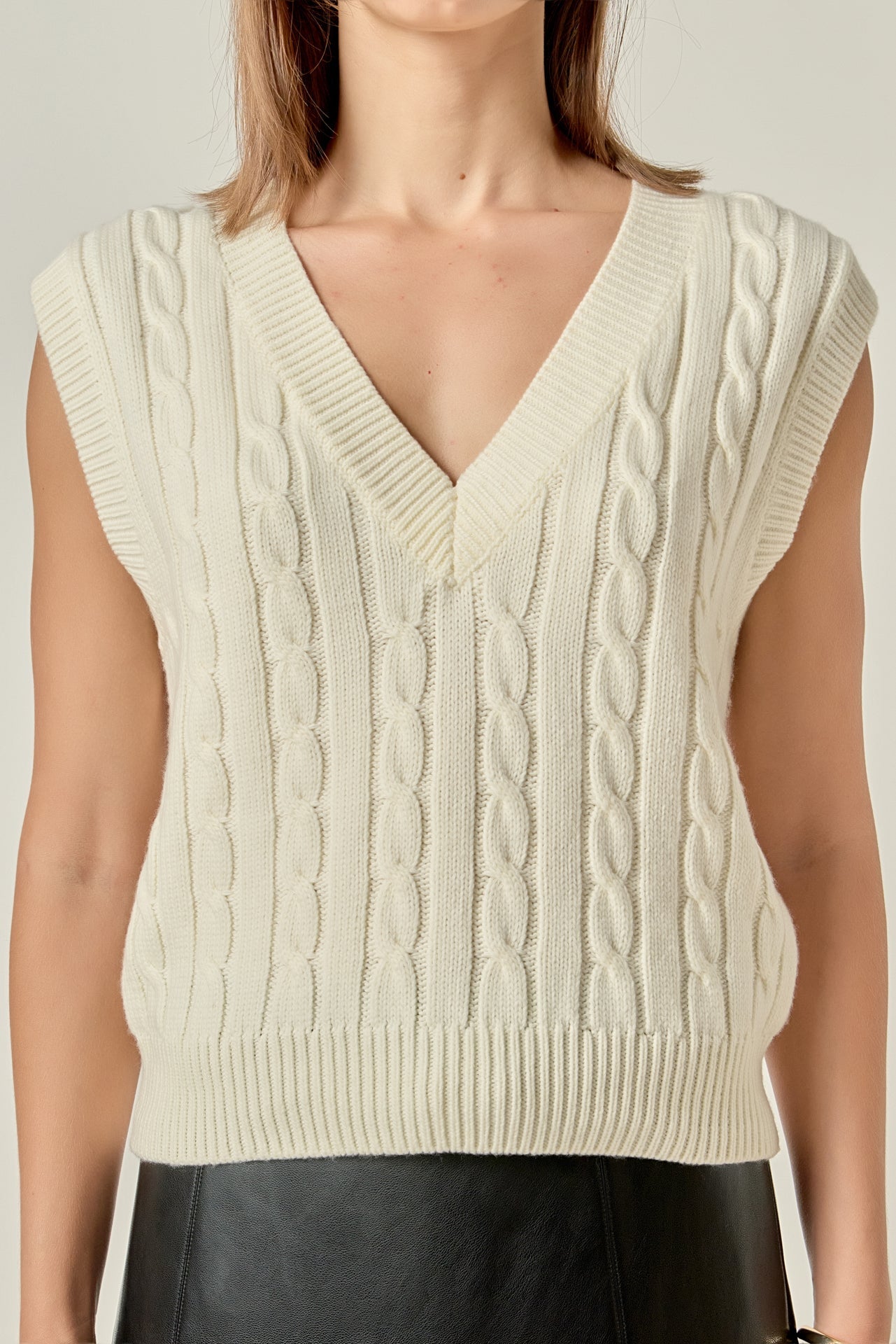 ENGLISH FACTORY - Cable Knit Chunky Vest - SWEATERS & KNITS available at Objectrare