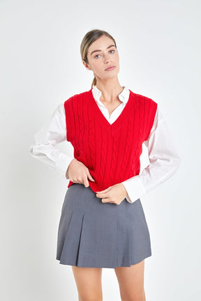 ENGLISH FACTORY - Cable Knit Chunky Vest - SWEATERS & KNITS available at Objectrare