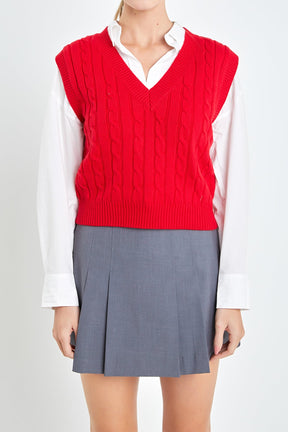 ENGLISH FACTORY - Cable Knit Chunky Vest - SWEATERS & KNITS available at Objectrare