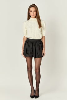 ENGLISH FACTORY - Short-Sleeve Cable-Knit Sweater - TOPS available at Objectrare