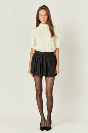 ENGLISH FACTORY - Short-Sleeve Cable-Knit Sweater - TOPS available at Objectrare