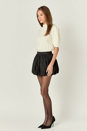 ENGLISH FACTORY - Short-Sleeve Cable-Knit Sweater - TOPS available at Objectrare