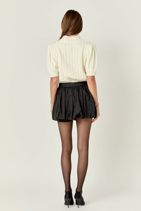 ENGLISH FACTORY - Short-Sleeve Cable-Knit Sweater - TOPS available at Objectrare