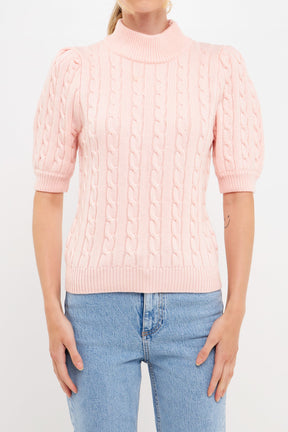 ENGLISH FACTORY - Short-Sleeve Cable-Knit Sweater - TOPS available at Objectrare