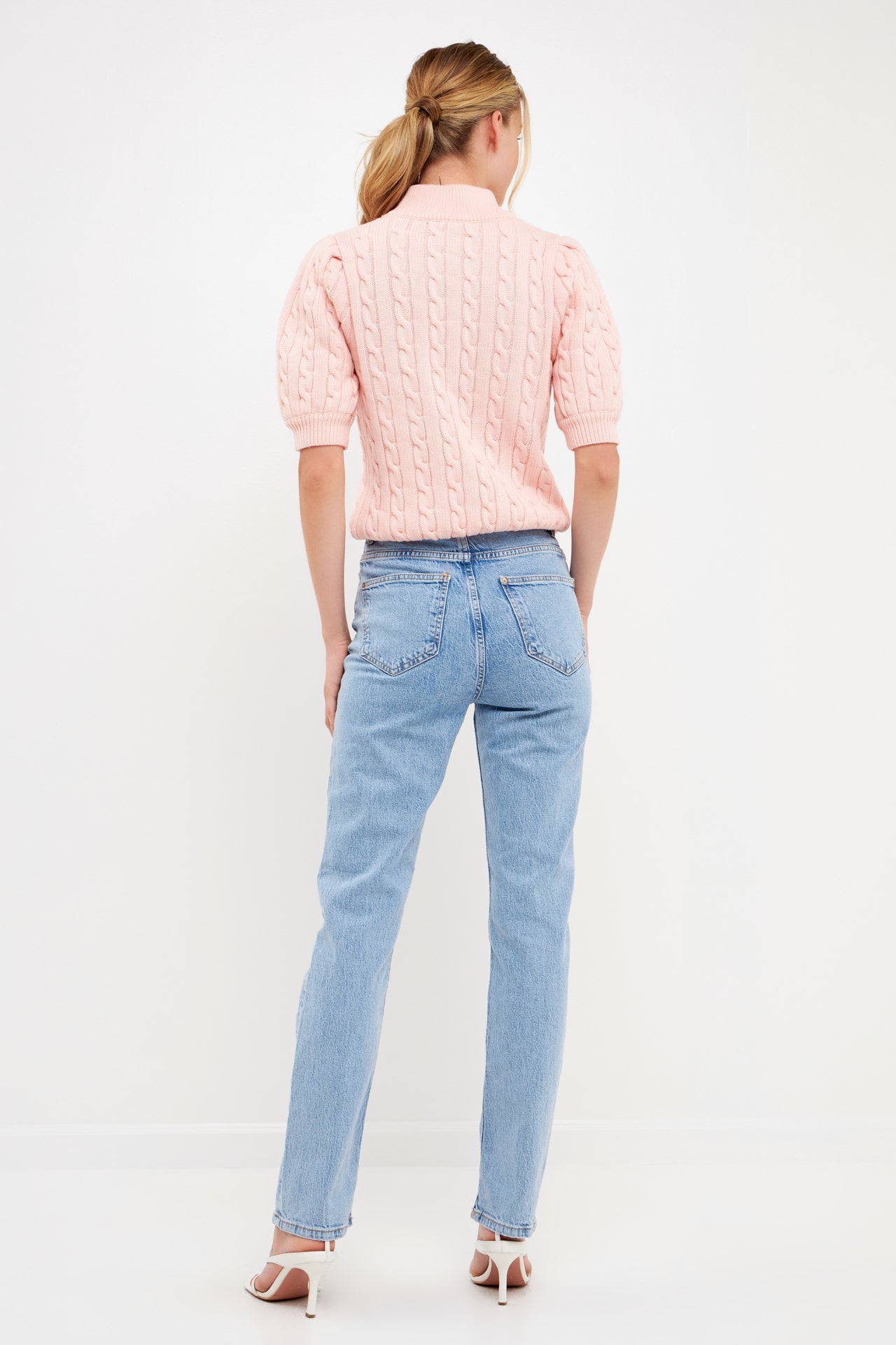 ENGLISH FACTORY - Short-Sleeve Cable-Knit Sweater - TOPS available at Objectrare