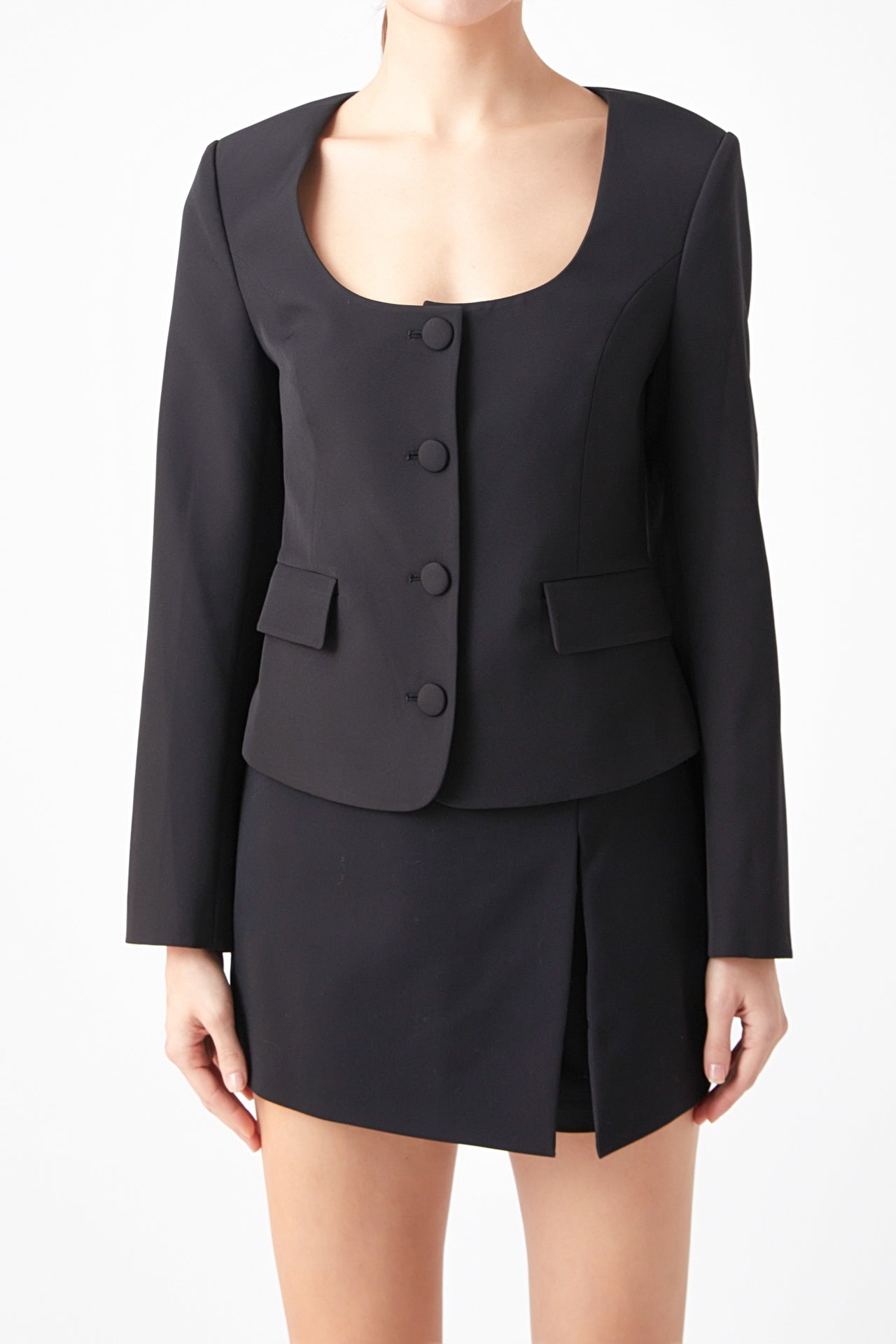 ENDLESS ROSE - Scooped U Buttoned Top - JACKETS available at Objectrare